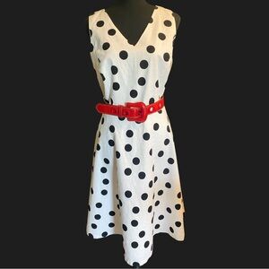 Classic White Cotton Dress with Black Polka Dots by White House Black Market